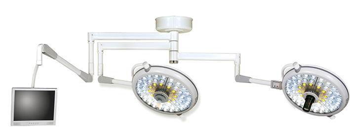 Den LED treo tran 2 nhanh kem camera va monitor | đèn mổ treo trần