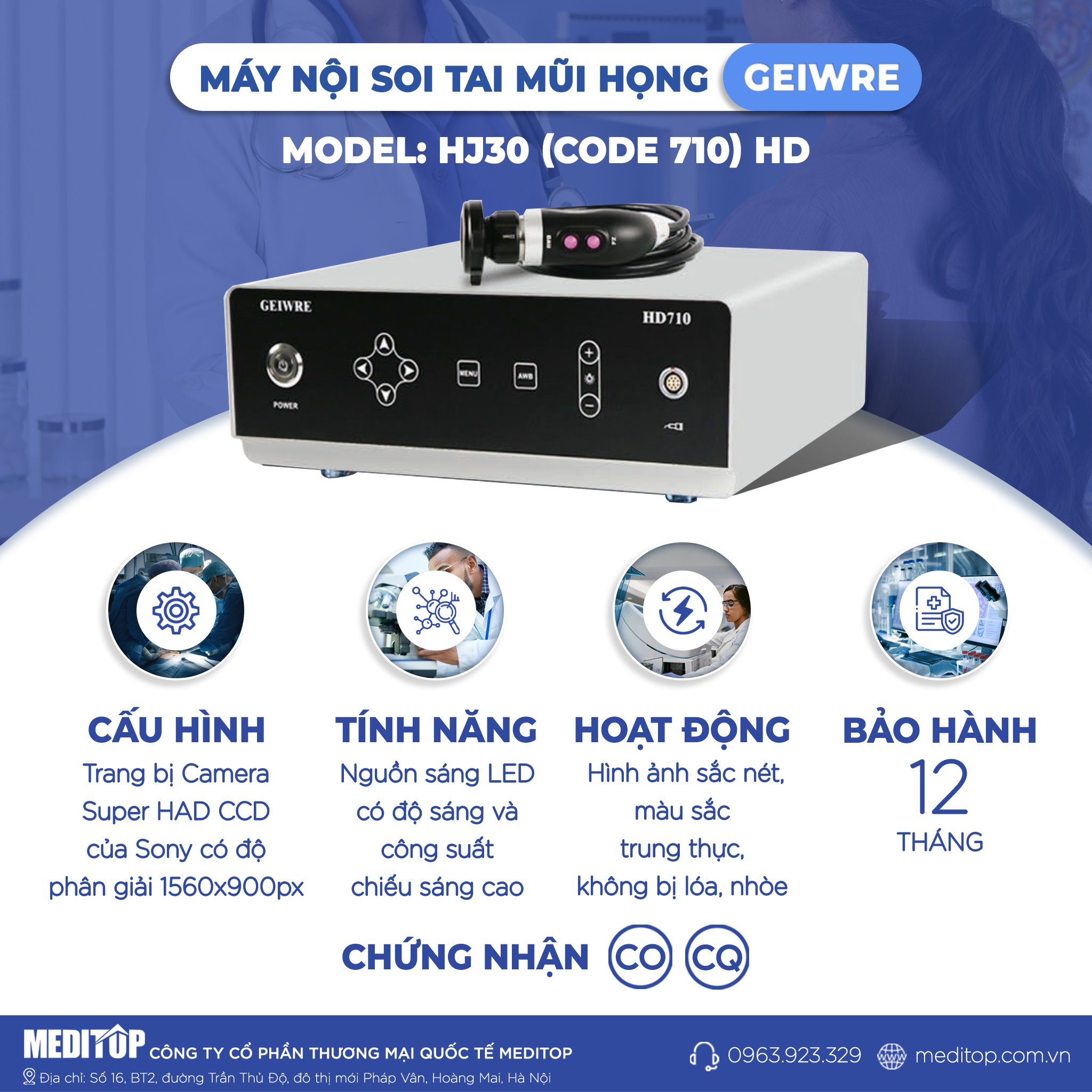 Máy nội soi tai mũi họng Xuzhou HD 710
